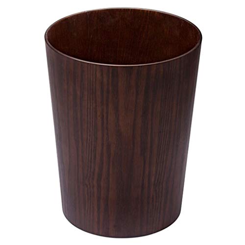 Xiaokeai Papeleras Papelera de Madera Creativa, basurero Redondo, baño, Dormitorio, Oficina, Grano de Madera Natural Hermosa y Duradera (Color : Brown-1)
