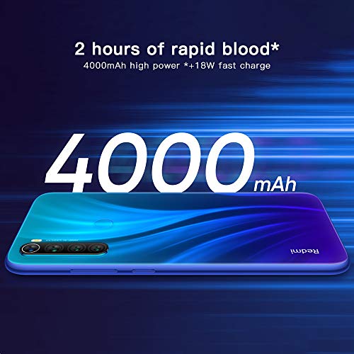 Xiaomi Redmi Note 8 Teléfono 4GB RAM + 128GB ROM, Pantalla Completa de 6.3”, Procesador Snapdragon 665 Octa-Core, 13MP Frontal y 48MP AI Cuatro Cámara Trasera Móviles Versión Global (Azul).