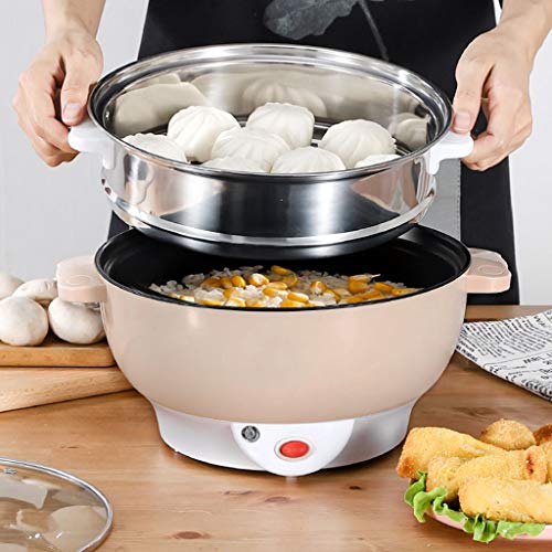 XIAOQIAO Eléctrica Hot Pot, de múltiples Funciones Olla, Sartén eléctrico Antiadherente con Tapa, Olla Pan, for Bistec, Huevo, arroz Frito, Ramen, harina de Avena, Sopa (Size : M)