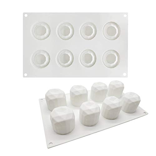 xiaoshenlu Molde Pastel 3D, moldes de Silicona para postres pudín, 8 cavidades Forma de Manzanas de Cristal