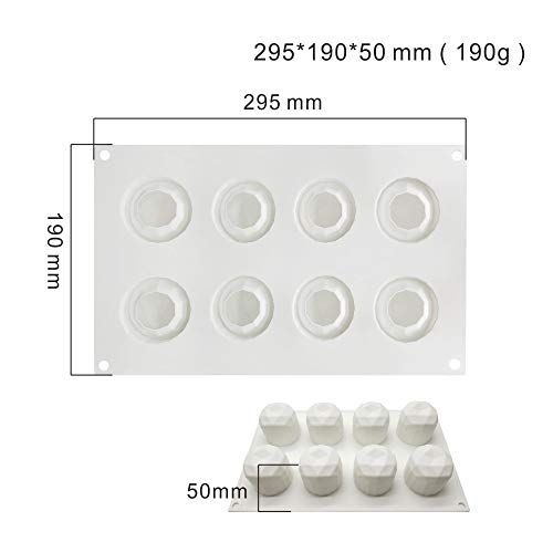 xiaoshenlu Molde Pastel 3D, moldes de Silicona para postres pudín, 8 cavidades Forma de Manzanas de Cristal