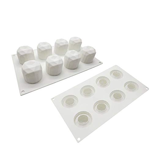 xiaoshenlu Molde Pastel 3D, moldes de Silicona para postres pudín, 8 cavidades Forma de Manzanas de Cristal