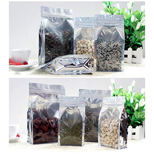 XiBag 100PCS Una bolsa de comida de bolsa de caja con cierre lateral transparente, papel de aluminio con cremallera, bolsa con fuelle lateral - lengüeta de arrastre de fondo (Tamaño : 12 * 22)