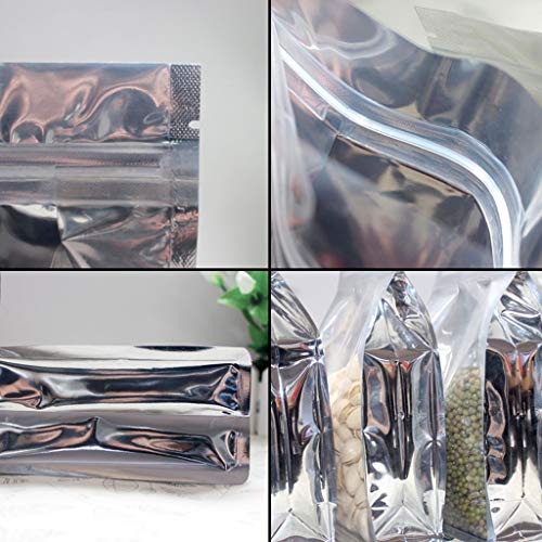 XiBag 100PCS Una bolsa de comida de bolsa de caja con cierre lateral transparente, papel de aluminio con cremallera, bolsa con fuelle lateral - lengüeta de arrastre de fondo (Tamaño : 12 * 22)