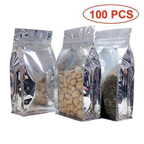 XiBag 100PCS Una bolsa de comida de bolsa de caja con cierre lateral transparente, papel de aluminio con cremallera, bolsa con fuelle lateral - lengüeta de arrastre de fondo (Tamaño : 12 * 22)