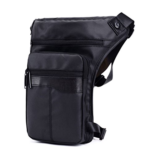 Xieben Impermeable Oxford Gota Pierna Bolsa para Hombres Mujeres Motocicleta Moto Crossbody Cadera Bum Cintura Fanny Pack Viajar al Aire Libre Camping Pesca Senderismo Ciclismo Negro
