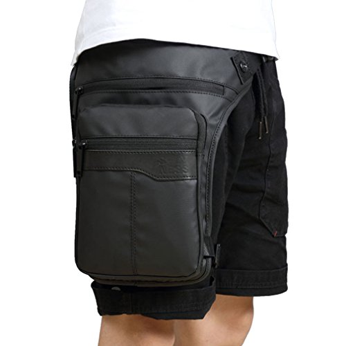 Xieben Impermeable Oxford Gota Pierna Bolsa para Hombres Mujeres Motocicleta Moto Crossbody Cadera Bum Cintura Fanny Pack Viajar al Aire Libre Camping Pesca Senderismo Ciclismo Negro