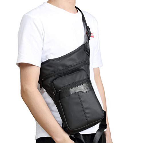 Xieben Impermeable Oxford Gota Pierna Bolsa para Hombres Mujeres Motocicleta Moto Crossbody Cadera Bum Cintura Fanny Pack Viajar al Aire Libre Camping Pesca Senderismo Ciclismo Negro