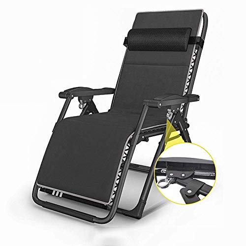 Xiesheng Tumbona Plegable Sillas Playa Solarium/Inclinación Ajustable, Simple Y Versátil Silla De Oficina Descanso para Comer, Inicio Hamaca, Adecuado para Sala De Estar, Jardín (Color, Gris),Negro