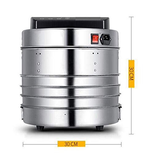 XIMULIZI 30 cm de diámetro 5 Capas de Acero Inoxidable Inteligente del procesador deshidratador de Alimentos para Mascotas Alimentos Secador de Vapor de Cocina Verduras asadas y Frutas Frescas Horno
