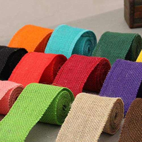 XINAHER 2Mx6cm Cinta de arpillera de yute Colorida Cinta de cáñamo Bolsa de bricolaje Material Boda Fiesta Artesanías Decorativo Regalo Warrping, G