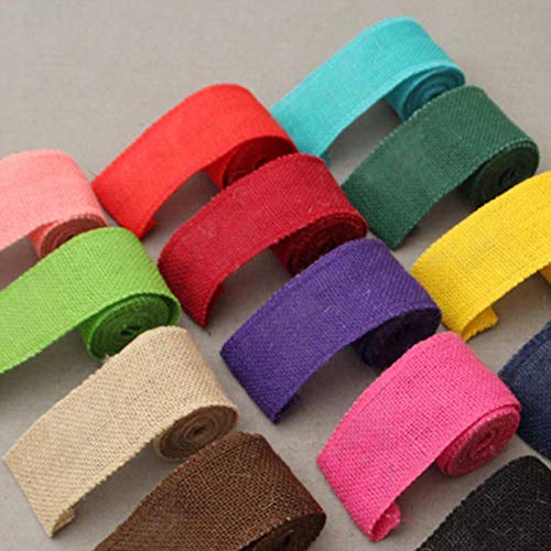 XINAHER 2Mx6cm Cinta de arpillera de yute Colorida Cinta de cáñamo Bolsa de bricolaje Material Boda Fiesta Artesanías Decorativo Regalo Warrping, G
