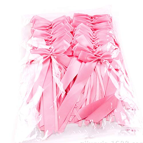 Xinlie 50pcs lazos de tul para decorar boda silla cestas coche La cinta delicada de los Bowknots del final del banco de la boda de arquea las decoraciones (Rosa)