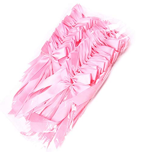 Xinlie 50pcs lazos de tul para decorar boda silla cestas coche La cinta delicada de los Bowknots del final del banco de la boda de arquea las decoraciones (Rosa)