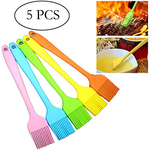Xinlie Cepillo para Hornear de Silicona Cepillo de Cocina para Hornear Repostería Aceite Barbacoa Cocina Cepillo de Silicona Cepillo de Cocina Resistente al Calor, Suave y Duradera, (5 Piezas)