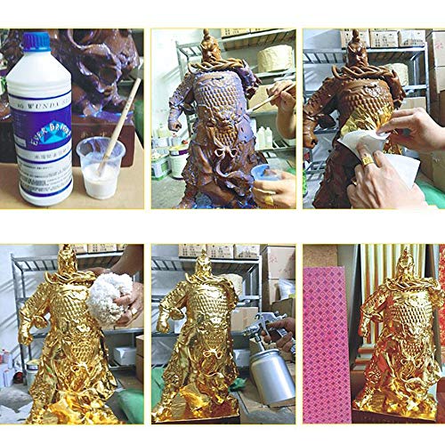 Xinlie Lote hoja de oro Hojas Pan de Oro de Imitación para Artes Grande Hoja de Plata Papel de Oro de Imitación para Artes para el arte Manualidades Decoración Dorado Elaboración de Marcos (200 Hojas)