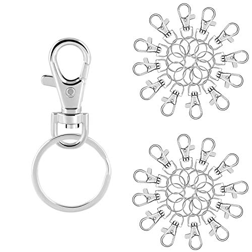 Xinmeng Llavero de Metal, Juego de 30 llaveros con Anillos de Acero Inoxidable, Anillo Llavero Cierres de Mosquetón, Utilizado para Llaves, Accesorios para Ganchos, Gemelos para Mascotas