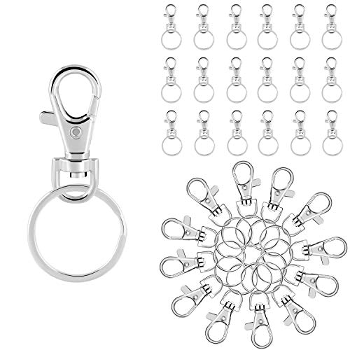 Xinmeng Llavero de Metal, Juego de 30 llaveros con Anillos de Acero Inoxidable, Anillo Llavero Cierres de Mosquetón, Utilizado para Llaves, Accesorios para Ganchos, Gemelos para Mascotas