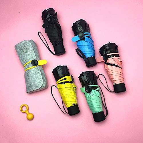 xinrongqu Ultra Ligero Mini 50% Paraguas para el Sol niñas de Vinilo Protector Solar Protector Solar Plegable Lluvia Paraguas Paraguas Paraguas Liso Azul 20 Pulgadas