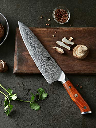 XINZUO 4 Piezas Set Cuchillo Cocina,67 Capas Acero Japonés VG10 Profesional Afilado Cuchillo Chef Santoku Universals Cuchillo de Carnicero,Ergonómico Rosewood Mango- Yu Serie