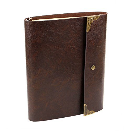 XIUJUAN A5 Libreta Bonitas Cuaderno Blanco de Cuero Vintage Diario de Viaje Bloc de Notas Bolsillos Regalos Originales Navidad San Valentín Cumpleaños Aniversario Boda para Hombre Mujer Niños, Café