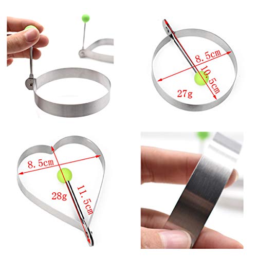 Xiuyer Cortador de Huevos, Rebanador de Huevos Cocidos en Plástico y Acero INOX Eggs Setas Cutter Utensilio de Cocina con 2 Redondos & de Corazón Molde para Huevos Fritos Anillos de Panqueque