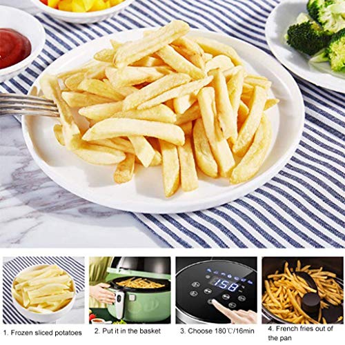 XIUYU Automático Inteligente Aire Fryer, de 30 Minutos Temporizador y Control de Temperatura Ajustable, Aire freidoras del hogar, sin Aceite Antiadherente Olla con 7 Cooking Presets, Verde
