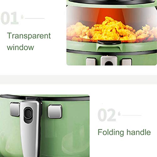 XIUYU Automático Inteligente Aire Fryer, de 30 Minutos Temporizador y Control de Temperatura Ajustable, Aire freidoras del hogar, sin Aceite Antiadherente Olla con 7 Cooking Presets, Verde