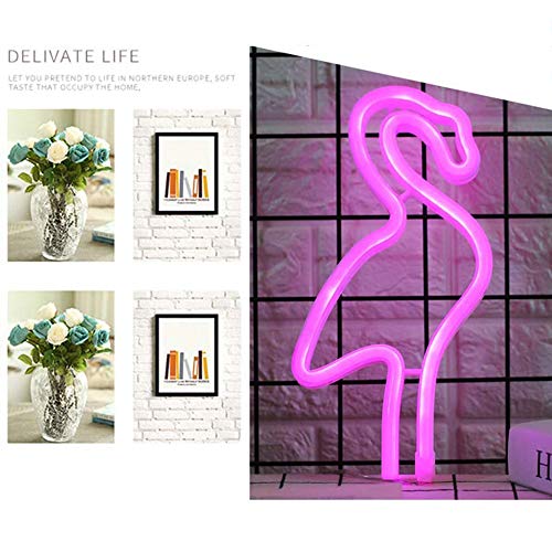 XIYUNTE Flamingo luz de neón Señales luminosas LED Flamenco señales de neón Iluminación de ambiente rosado Flamenco Iluminación de interior decoración para el dormitorio infantil, bar, navideña