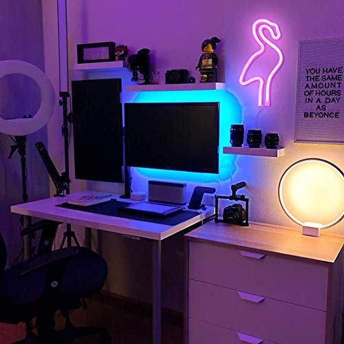 XIYUNTE Flamingo luz de neón Señales luminosas LED Flamenco señales de neón Iluminación de ambiente rosado Flamenco Iluminación de interior decoración para el dormitorio infantil, bar, navideña