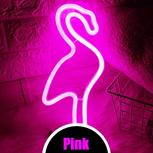 XIYUNTE Flamingo luz de neón Señales luminosas LED Flamenco señales de neón Iluminación de ambiente rosado Flamenco Iluminación de interior decoración para el dormitorio infantil, bar, navideña
