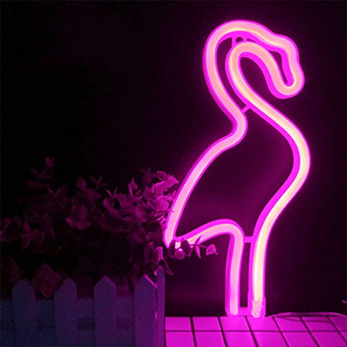 XIYUNTE Flamingo luz de neón Señales luminosas LED Flamenco señales de neón Iluminación de ambiente rosado Flamenco Iluminación de interior decoración para el dormitorio infantil, bar, navideña