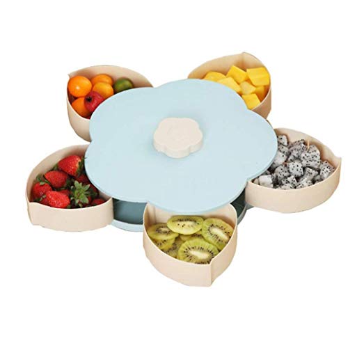 XKJFZ Bandeja Caramelo Caja De Dulces con La Rotación De Forma Contenedor Multifuncional para La Paja De Trigo Tuerca Pétalo Pastelería Bocado Confitería Y Soporte De Confitería 1PC Azul Caramelo