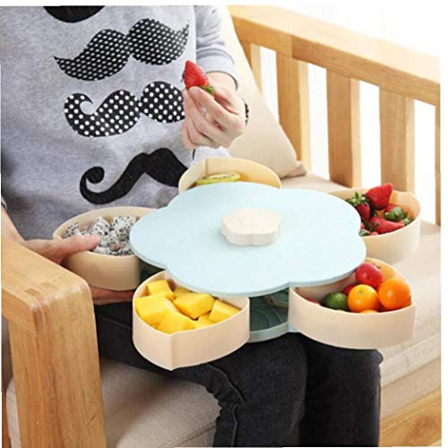 XKJFZ Bandeja Caramelo Caja De Dulces con La Rotación De Forma Contenedor Multifuncional para La Paja De Trigo Tuerca Pétalo Pastelería Bocado Confitería Y Soporte De Confitería 1PC Azul Caramelo