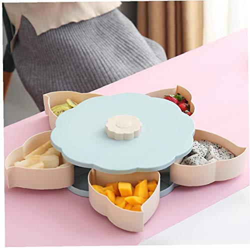 XKJFZ Bandeja Caramelo Caja De Dulces con La Rotación De Forma Contenedor Multifuncional para La Paja De Trigo Tuerca Pétalo Pastelería Bocado Confitería Y Soporte De Confitería 1PC Azul Caramelo