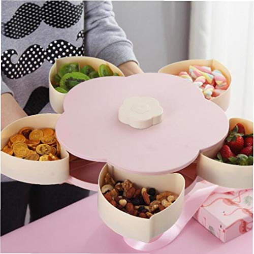 XKJFZ Caja De Almacenamiento Bandeja De Dulces De Caramelo Que Giran En Forma De Caja De Múltiples Funciones De La Paja De Trigo Pétalo A La Comida Rápida Tuerca Galletas Dulces Agrícolas con 1PC
