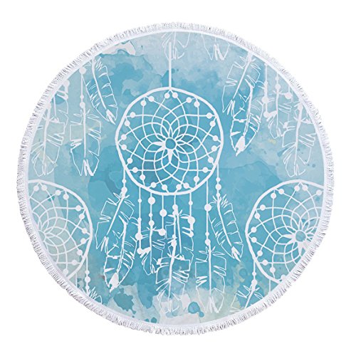 xkjymx Toalla de Playa Redonda de Microfibra Toalla de baño Estampado de sueños con Borla 150 cm Figura 9 150X150 cm