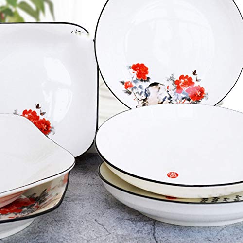 XLY Speiseteller Conjunto, Málaga Mano De Colores Servier Cajero Pintada En Dos Colores Vajilla Placas Planas De Buffet Plataforma Giratoria Essteller Bicolor Azul Kuchentellerset,1