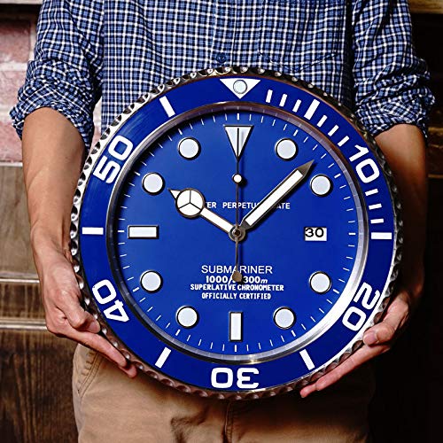 XMBT Reloj de Cuarzo silencioso de Calidad sin tictac,Reloj de Pared sin Marco Mudo Reloj de Pared para jardín al Aire Libre Reloj Vintage Reloj de Pared，Size:14inch
