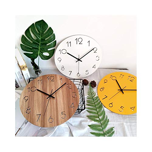 XMBT Reloj de Pared rústico,Funciona con Pilas, silencioso, sin tictac, Elegante Reloj de Pared de Madera Maciza Reloj de Pared con Pilas Que Hace tictac Shcool Clock Despertador de Noche