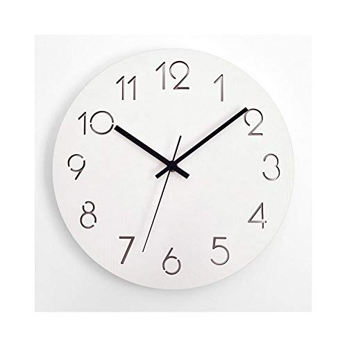 XMBT Reloj de Pared rústico,Funciona con Pilas, silencioso, sin tictac, Elegante Reloj de Pared de Madera Maciza Reloj de Pared con Pilas Que Hace tictac Shcool Clock Despertador de Noche
