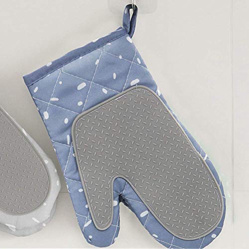 XMYNB Guantes de microondas Slip Conjunto Guante De Cocina, Cocina De Los Mitones Guantes Profesionales Refractarios De Cocina Caliente El Horno Protección De Las Manos Resistente,Azul
