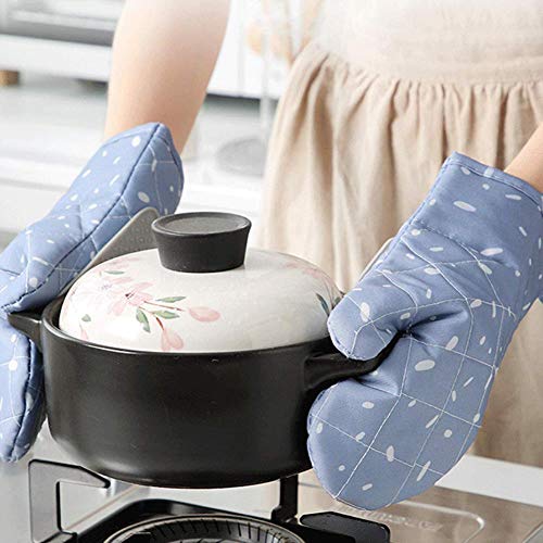 XMYNB Guantes de microondas Slip Conjunto Guante De Cocina, Cocina De Los Mitones Guantes Profesionales Refractarios De Cocina Caliente El Horno Protección De Las Manos Resistente,Azul