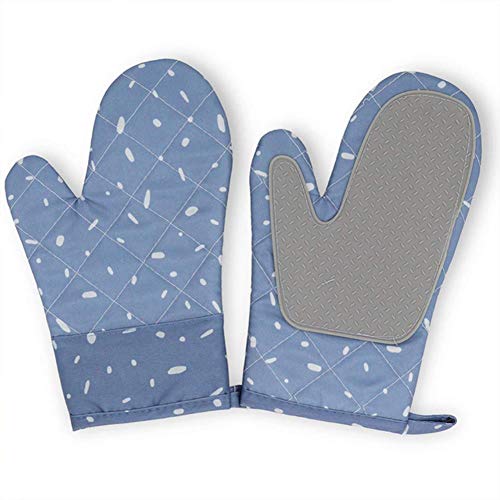 XMYNB Guantes de microondas Slip Conjunto Guante De Cocina, Cocina De Los Mitones Guantes Profesionales Refractarios De Cocina Caliente El Horno Protección De Las Manos Resistente,Azul