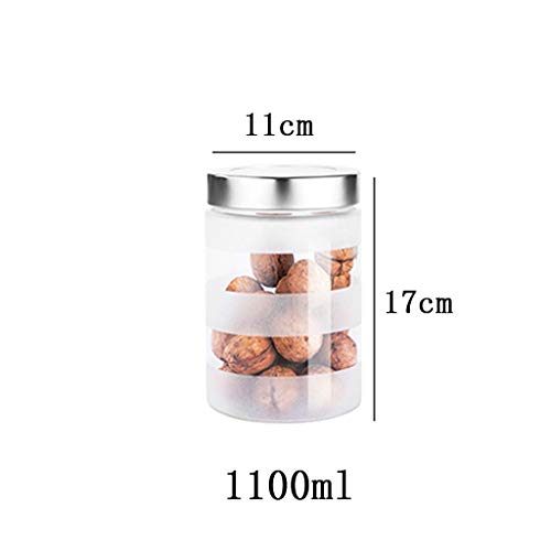 XPHZHQ-box Caja Caja De Almacenamiento De La Cocina Contenedor De Almacenamiento De Alimentos Vidrio Esmerilado - Cubierta De Acero Inoxidable Tanque De Almacenamiento De Grano Guardar 2 Juegos +