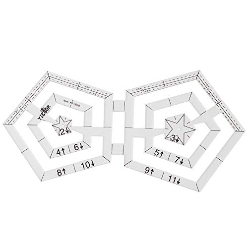 Xploit Regla de Coser acrílica, Regla de Mosaico Grueso Doble Cuadrado triángulo hexágono DIY Plantilla Principiante Kit de Costura para Coser, medir, Pintar y Hacer Manualidades Pentágono