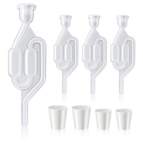 Xploit Válvula de Escape de fermentación, Cerveza Vino Cerveza Fermentación Gas Lock Solid 4-Piece Set S Type Bubble Gas Lock Plug Válvula de Escape de fermentación