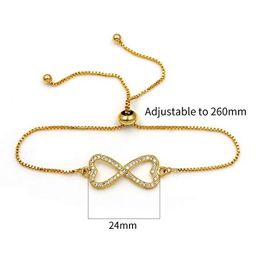 XQHD Pulsera De Circonita Ajustable, Halar Las Personas Que Se Aman Se Imprimen Joyas Regalo Romántico para Ella,Rosegold