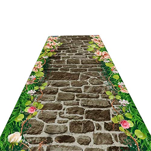 XQKXHZ Corredor De Alfombra, 3D Rocas con Flores Corredor Canal Suave Larga Antideslizante Pasillo Runner Alfombras Cocina Escaleras del Hotel Sala De Reuniones, Fácil De Limpiar,120x500cm