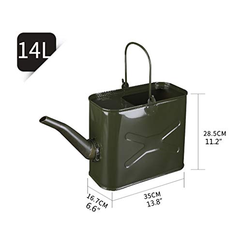 Xu Yuan Jia-Shop 14/15 litros Calidad Bidón Verde de Metal portátil del depósito de Gasolina de contenedores de Agua (tamaño : 14 Litre)